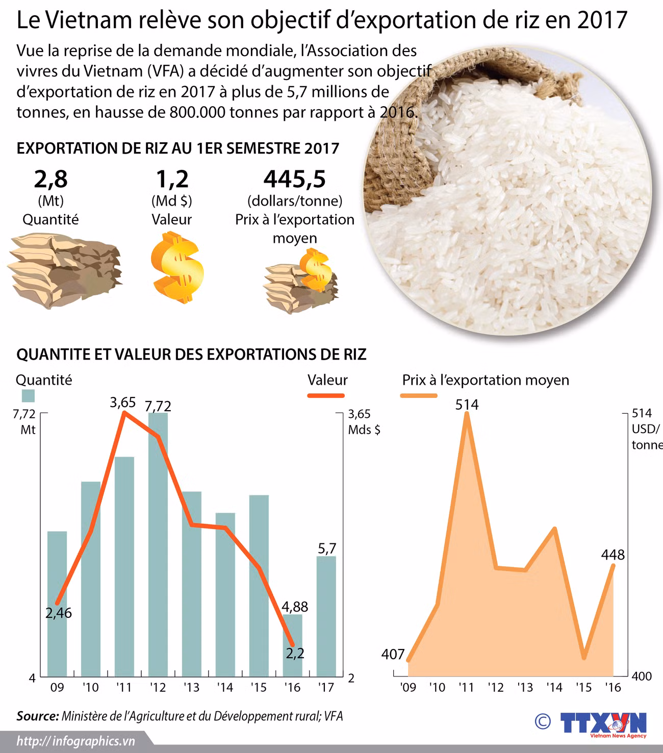 Le Vietnam relève son objectif d’exportation de riz en 2017 ảnh 1