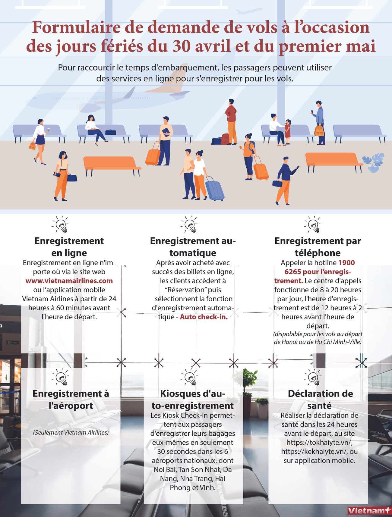 Formulaire de demande de vols à l’occasion des jours fériés du 30 avril et du premier mai ảnh 1 Formulaire de demande de vols à l’occasion des jours fériés du 30 avril et du premier mai ảnh 1