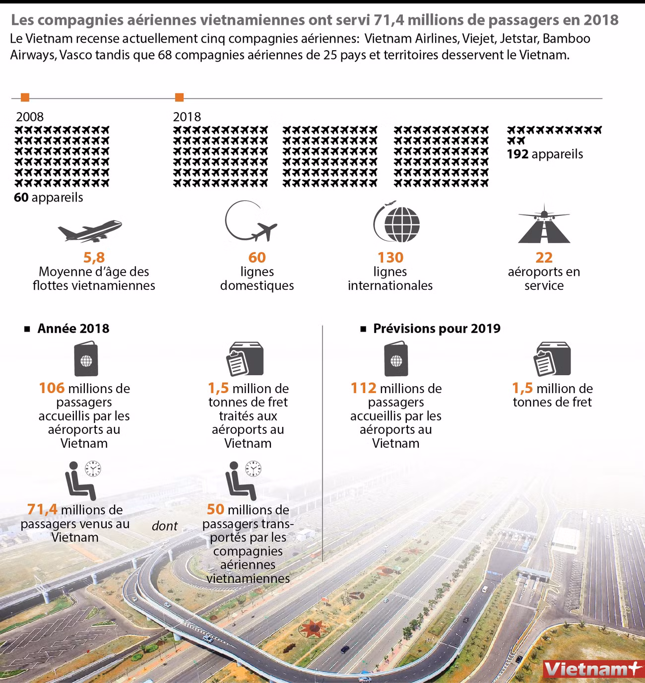 Les compagnies aériennes vietnamiennes ont servi 71,4 millions de passagers en 2018 ảnh 1