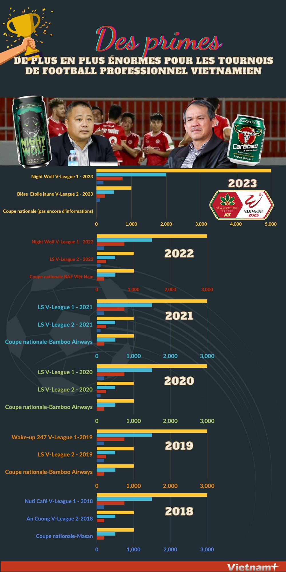Des primes énormes pour les tournois de football professionnel vietnamien ảnh 1