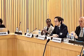 L’ambassadeur Do Hung Viet, chef de la Mission permanente du Vietnam auprès de l’ONU et président désigné (President-designate) de la Conférence NPT RevCon11, lors de l'événement. Photo: VNA