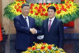 Le président de la République socialiste du Vietnam, Luong Cuong (droite), et le secrétaire général du Comité central du Parti communiste chinois et président de la République populaire de Chine, Xi Jinping. Photo: VNA