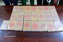Saisie de 22 pains d’héroïne dans le cadre de l'affaire. Photo: VNA