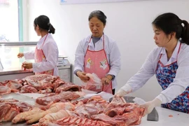 Fin avril, le prix du porc vivant variait entre 66.000 et 77.000 dôngs/kg. Photo: VietnamPlus