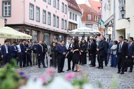 Le Premier ministre Pham Minh Chinh et son épouse visitent la Vieille ville de Tallinn. Photo: VNA