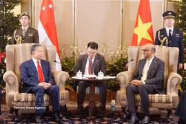 Le secrétaire général du Parti communiste du Vietnam (PCV) et président vietnamien, To Lam (à gauche), et le président singapourien Tharman Shanmugaratnam. Photo: VNA