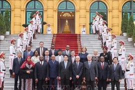 Le président Luong Cuong et des ambassadeurs. Photo: VNA