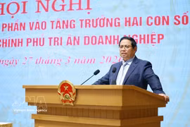 Le Premier ministre Pham Minh Chinh s’exprime lors de la conférence. Photo : VNA