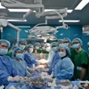 L'équipe des médecins de l'Hôpital pulmonaire central lors d'une opération de transplantation d'organe. Photo : VNA