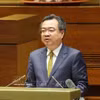 Nguyên Thanh Nghi, membre du Politburo, secrétaire du Comité central du Parti et président de sa Commission des politiques et des stratégies s'exprime lors de la conférence. Photo: VNA