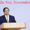 Le Premier ministre Pham Minh Chinh s’exprimant lors de la conférence, à Hanoi, le 1er novembre. Photo : VNA