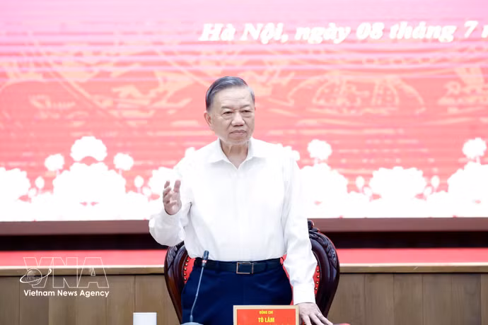 Le secrétaire général du Parti communiste du Vietnam et président de la République, To Lam s'exprime. Photo: VNA