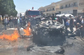 Véhicule détruit après une frappe aérienne israélienne à Al-Khyara, Liban, le 22 juin 2024. Photo: Xinhua/VNA