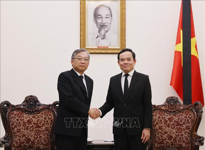 Le vice-Premier ministre Tran Luu Quang (droite) et son homologue singapourien Gan Kim Yong. Photo: VNA