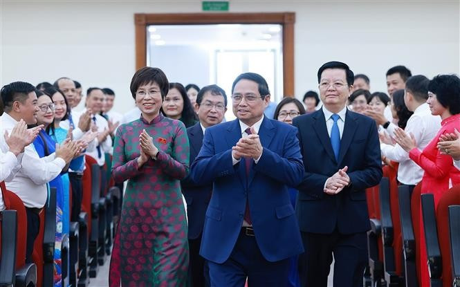 Le Premier ministre Pham Minh Chinh assiste au 27e Congrès de l'organisation du Parti de l'Agence vietnamienne d'information. Photo: VNA