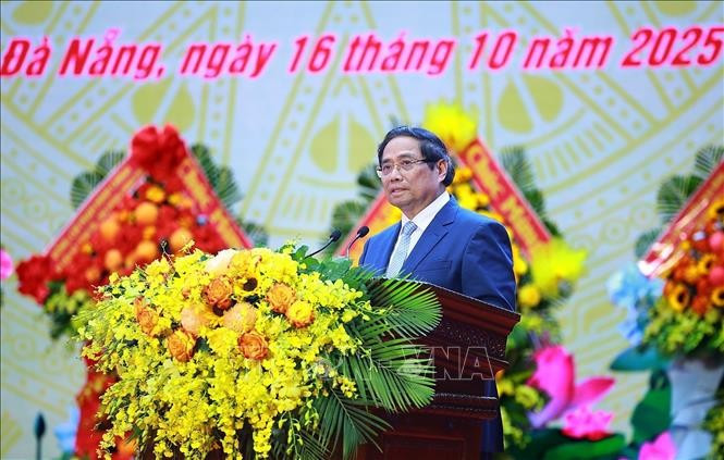 Le Premier ministre Pham Minh Chinh s'exprime lors de la cérémonie. Photo: VNA