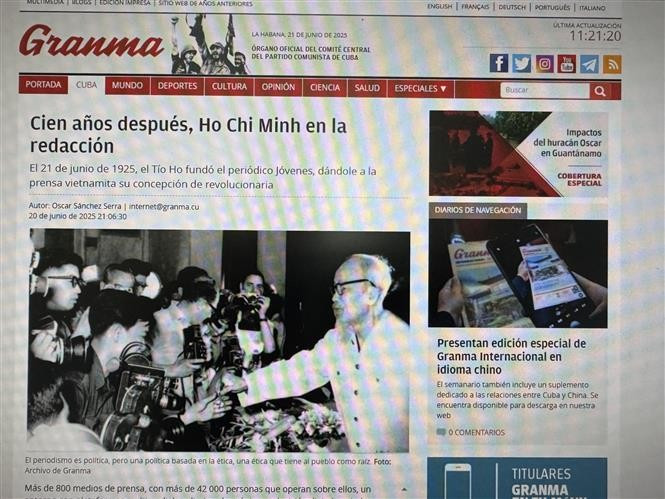 Capture d'écran du journal Granma.