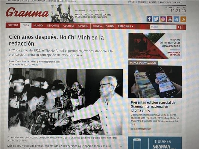 Capture d'écran du journal Granma.
