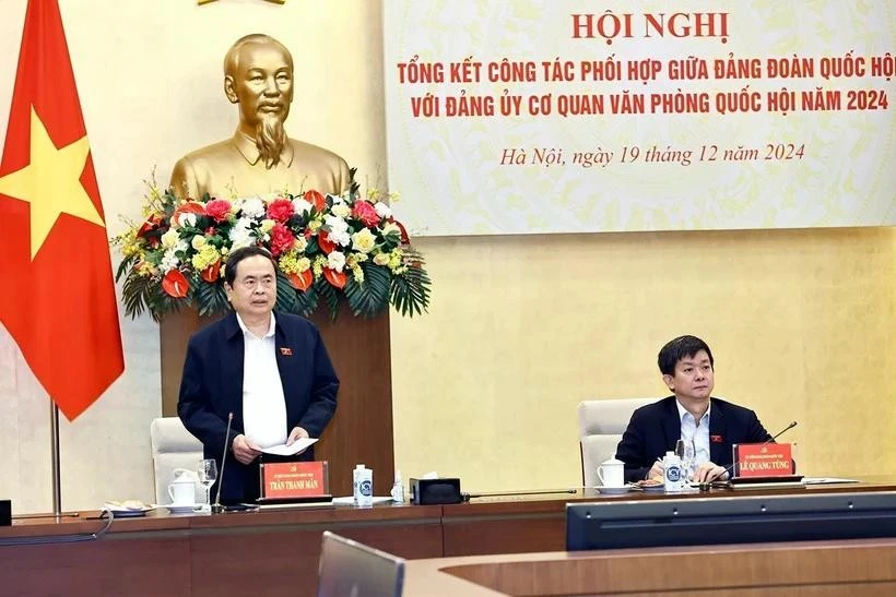 Le président de l'Assemblée nationale (AN) Tran Thanh Man prend la parole. Photo: VNA