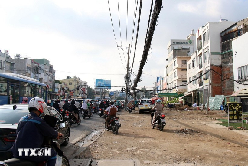 Secteur de la station Bay Hiên de la ligne du métro n°2 . Photo : VNA