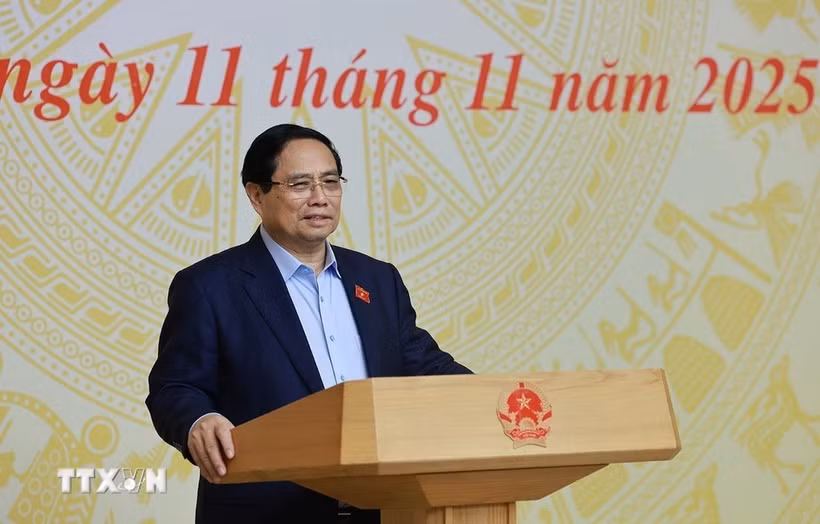 Le Premier ministre Pham Minh Chinh s'exprime. Photo: VNA