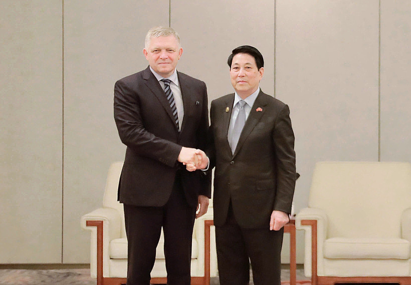 Le président vietnamien Luong Cuong (droite) et le Premier ministre slovaque, Robert Fico. Photo: VNA