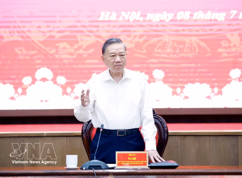 Le secrétaire général du Parti communiste du Vietnam et président de la République, To Lam s'exprime. Photo: VNA