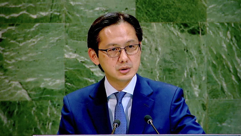 L'ambassadeur Dô Hùng Viêt, représentant permanent du Vietnam auprès de l'ONU, s'exprime lors du débat. Photo: VNA