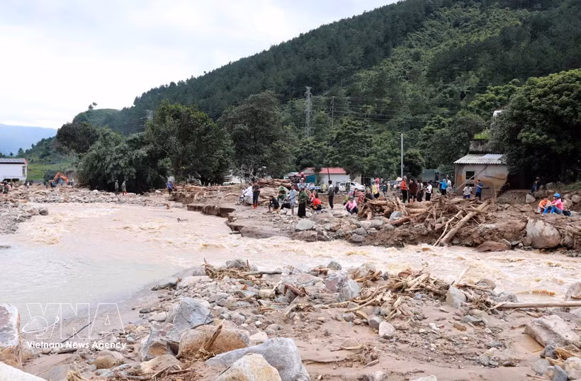 Le paysage de désolation laissé par les crues dans la commune de Muong Than, province de Lai Chau. Photo: VNA