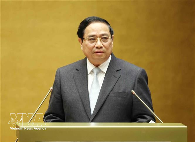 Le Premier ministre Pham Minh Chinh s'exprime. Photo: VNA