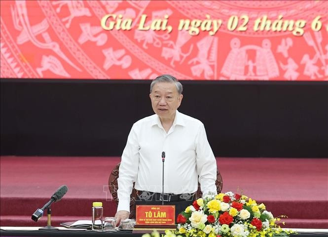Le secrétaire général du Parti communiste du Vietnam (PCV), Tô Lâm, prend la parole. Photo: VNA