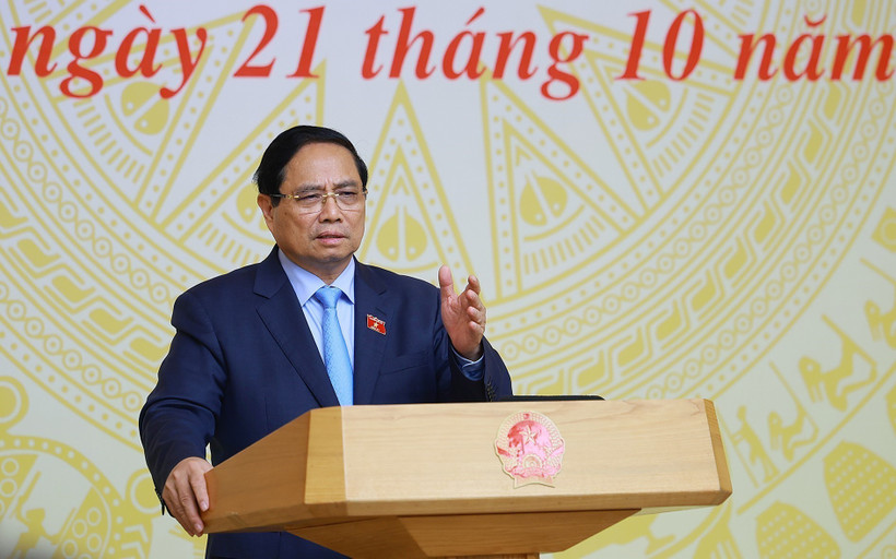 Le Premier ministre Pham Minh Chinh s'exprime. Photo: VNA