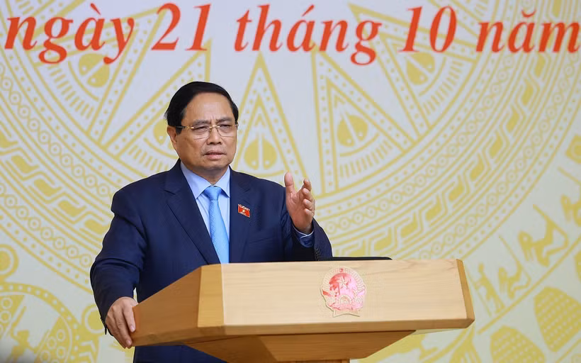 Le Premier ministre Pham Minh Chinh s'exprime. Photo: VNA