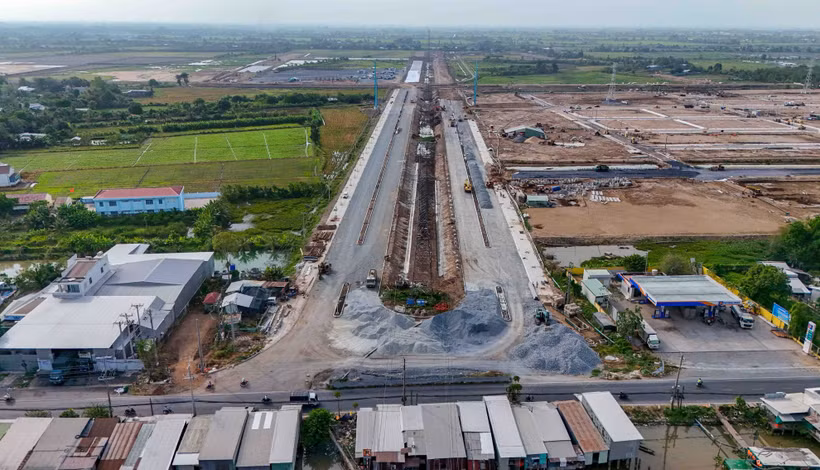 L’accès à la zone industrielle VSIP de Can Tho à l’intersection avec la Route nationale 80. Photo: VNA