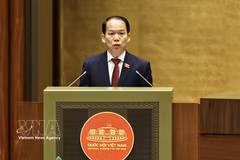 Le ministre de la Justice, Hoàng Thanh Tung, s’adresse à la séance inaugurale de la première session extraordinaire de l’Assemblée nationale de la 16e législature, le 3 août. Photo : VNA