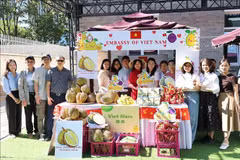 Le stand vietnamien au Festival du durian de l’ASEAN, à Pékin, le 9 août. Photo : VNA