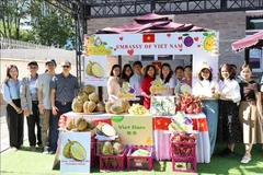 Le stand vietnamien au Festival du durian de l’ASEAN, à Pékin, le 9 août. Photo : VNA