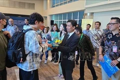 Des touristes arrivent à Bali, en Indonésie, par un vol direct en provenance de Hô Chi Minh-Ville. Photo : VNA