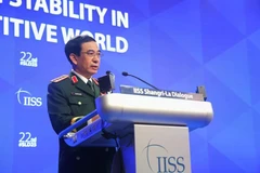Le général Phan Van Giang, vice-secrétaire de la Commission militaire centrale et ministre de la Défense nationale, s’exprime lors de l’événement. Photo : VNA