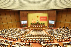Vue de la Conférence nationale consacrée à l’étude et à la mise en œuvre de la Résolution du 14e Congrès national du Parti, à Hanoi, le 7 février. Photo: VNA