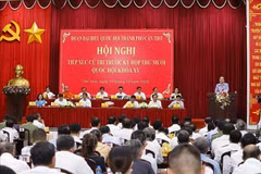 Le président de l’Assemblée nationale, Trân Thanh Mân, s’exprime lors de sa rencontre avec les électeurs de la ville de Cân Tho. Photo : VNA