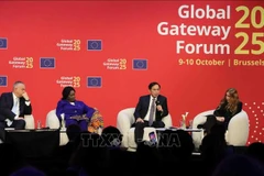 Le vice-Premier ministre vietnamien Bui Thanh Son (au micro) s’exprime lors d’une session de haut niveau dans le cadre du Global Gateway Forum. Photo : VNA