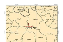 Une carte indique la localisation de l’épicentre (étoile rouge) du séisme de magnitude 4,2 qui a frappé la commune de Mang But. Photo : Institut des sciences de la Terre