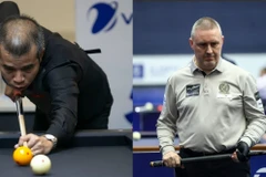 Le joueur de billard vietnamien Trân Quyêt Chiên (à gauche) remporte la finale du Master UMB 3 bandes de Blois 2025 sur le score de 50 à 15 face au Belge Frédéric Caudron. Photo : thethaovanhoa.vn