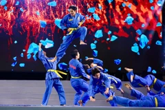 Démonstration de vovinam lors de la cérémonie d'ouverture du Festival international des arts martiaux de Hô Chi Minh-Ville 2024. Photo : thanhnien.vn