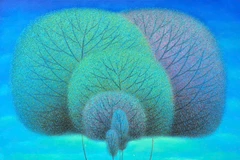 Œuvre "Mua xuân dên" (L’arrivée du printemps), de Vu Công Diên, huile sur toile, 100x120cm. Photos : NDEL