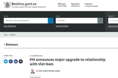 L’article sur beehive.govt.nz. Photo : VNA