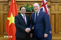 Le Premier ministre néo-zélandais Christopher Luxon et le Premier ministre vietnamien Pham Minh Chinh lors de la conférence de presse qui a suivi leurs entretiens à Wellington, en mars 2024. Photo : VietnamPlus