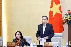Le président de l’Assemblée nationale Trân Thanh Mân lors de la réunion du Comité permanent de l’Assemblée nationale, à Hanoi, le 31 mars. Photo: VNA