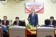 Le président de l’Assemblée nationale, Trân Thanh Mân, s’exprime lors de la cérémonie, à Hanoi, le 10 février. Photo : VNA